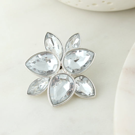 Silver & Crystal Flower Pendant