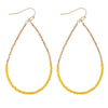 Yellow Dainty Beaded Teardrop Earrings - Fan Sparkle