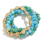 Turquoise Beaded 4 Stack Bracelets