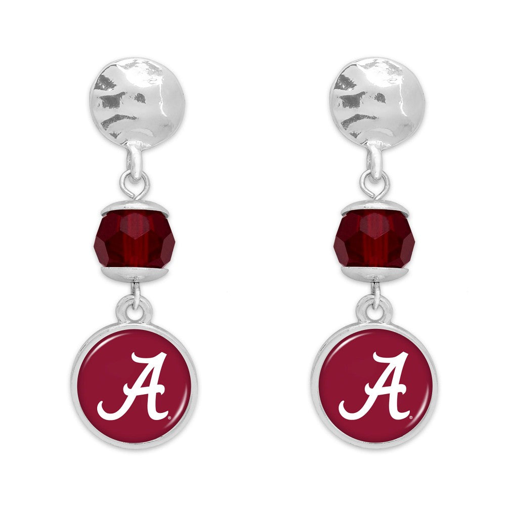 Alabama Hammered Silver & Beaded Drop Earrings - Fan Sparkle