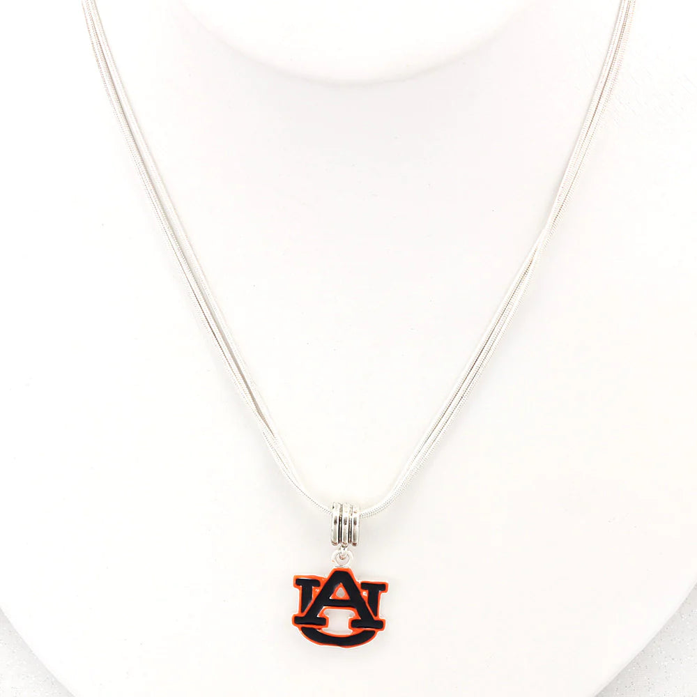 Auburn Enamel Logo Necklace - Fan Sparkle