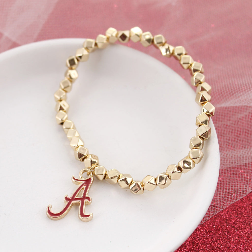Alabama Gold Stretch Bracelet w/Enamel Logo