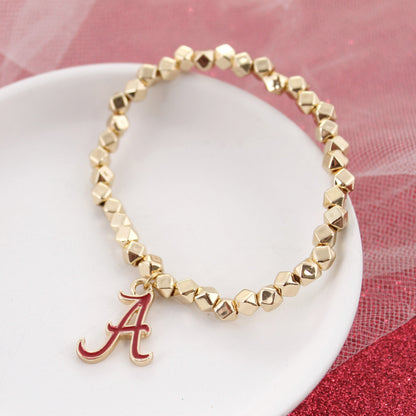 Alabama Gold Stretch Bracelet w/Enamel Logo
