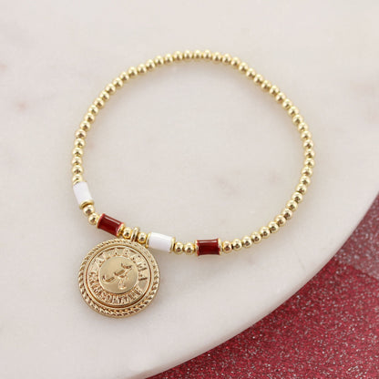 Alabama Gold & Tube Bead Stretch Bracelet