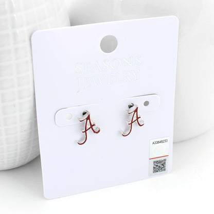 Alabama Enamel Logo Stud Earrings