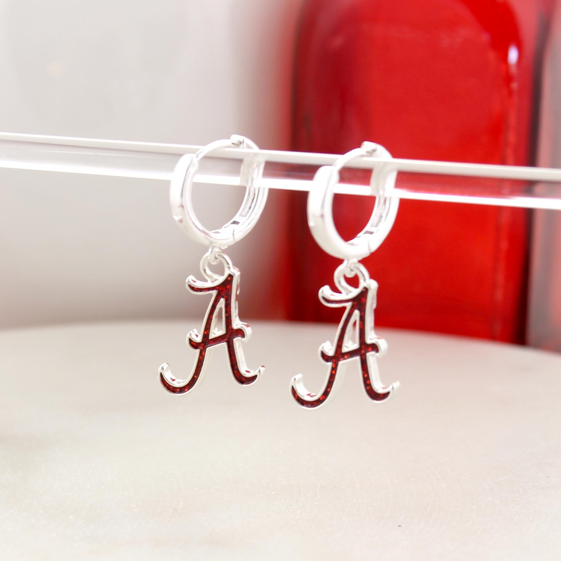 Alabama Glitter Enamel Logo Huggie Hoop Earrings