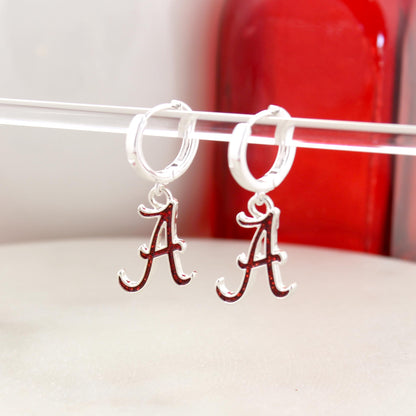 Alabama Glitter Enamel Logo Huggie Hoop Earrings