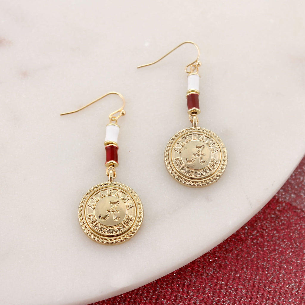 Alabama Gold & Tube Bead Earrings