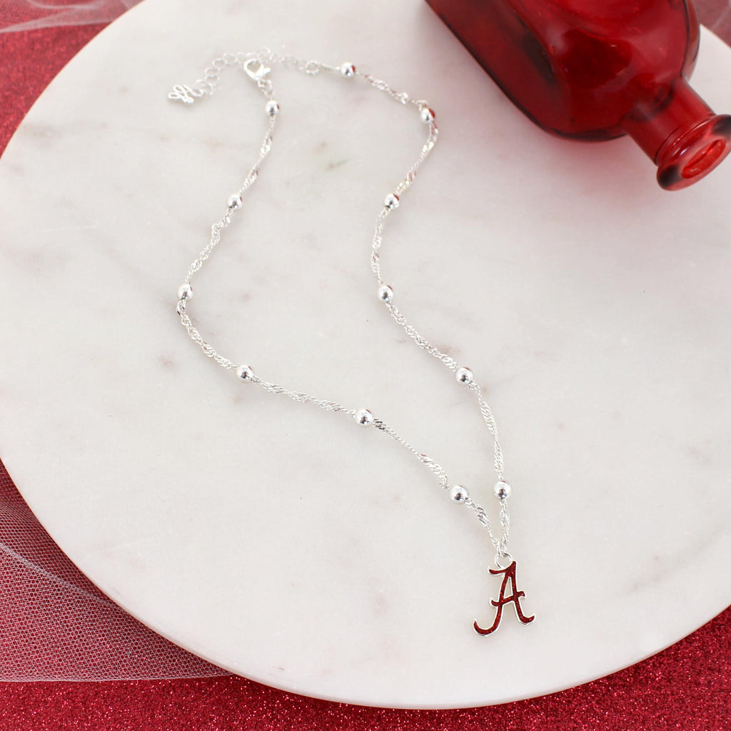 Alabama Glitter Enamel Logo Necklace