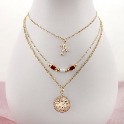Alabama Gold & Tube Bead Trio Necklace Set
