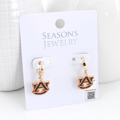 Auburn Huggie Hoop Earrings w/ Enamel Logo