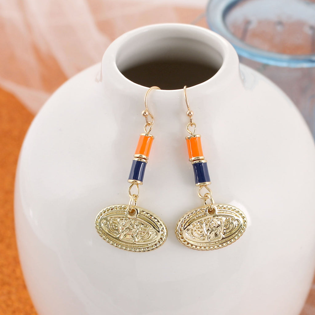 Auburn Gold & Tube Bead Earrings