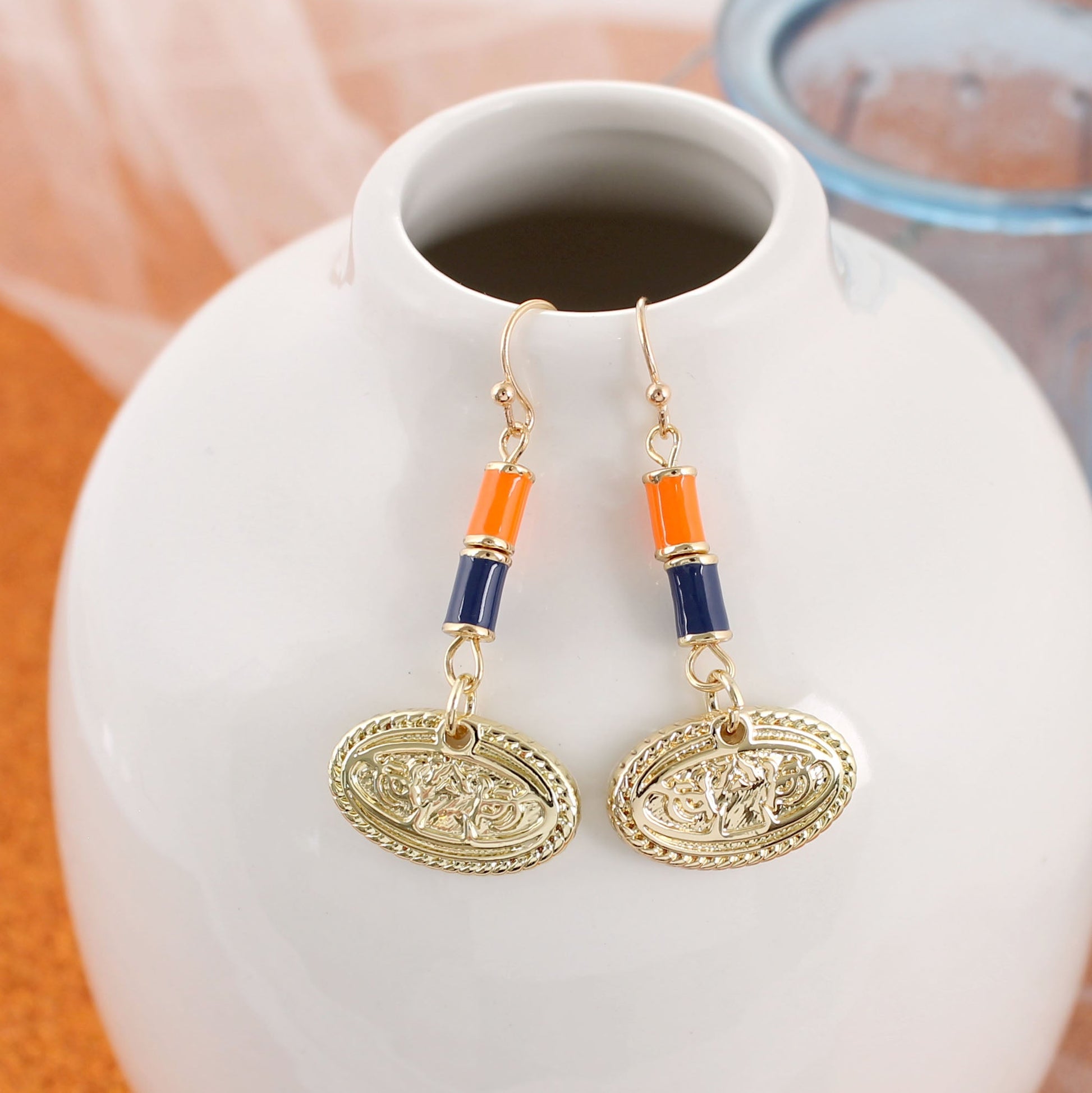 Auburn Gold & Tube Bead Earrings