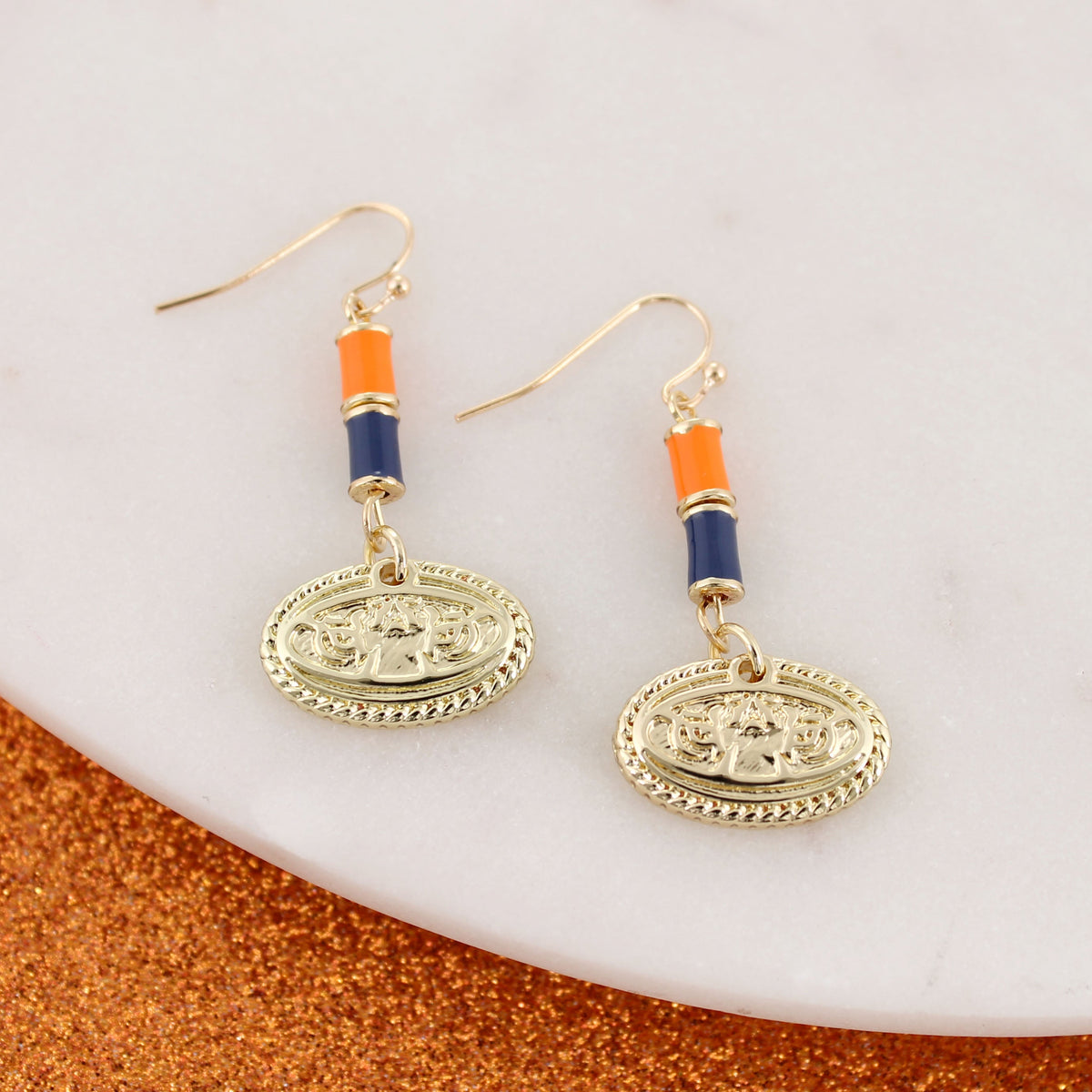 Auburn Gold & Tube Bead Earrings