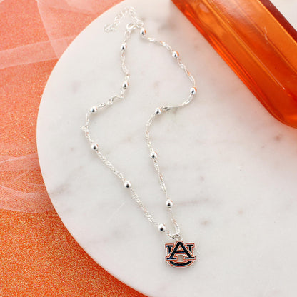 Auburn Glitter Enamel Logo Necklace