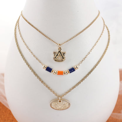 Auburn Gold & Tube Bead Trio Necklace Set