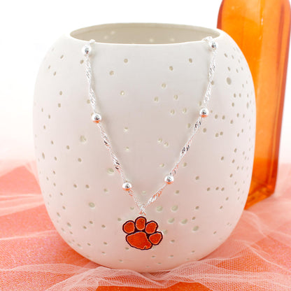 Clemson Glitter Enamel Logo Necklace