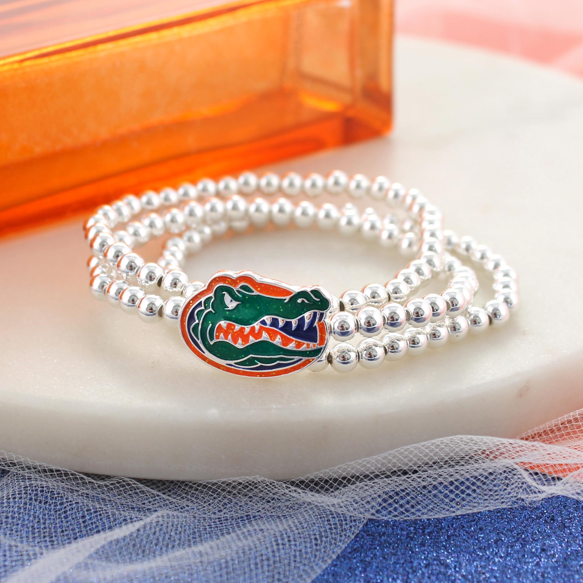 Florida Glitter Enamel Logo Stretch Bracelet Set