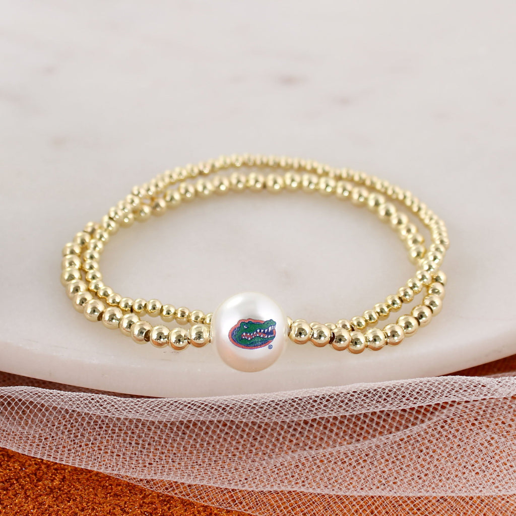 Florida Gold & Pearl Logo Stretch Bracelet Set