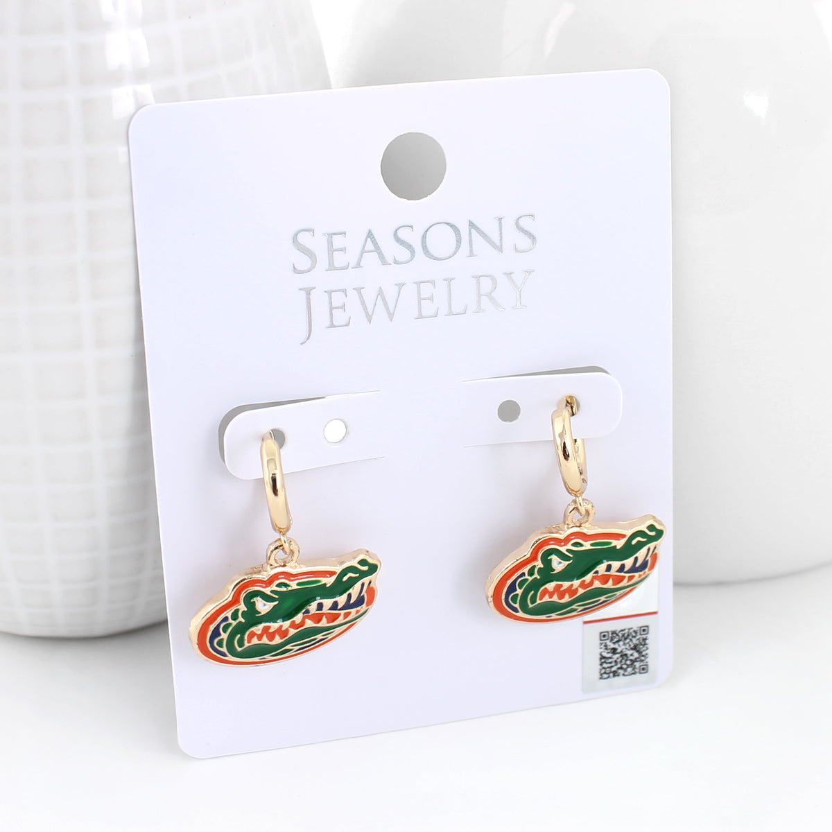 Florida Huggie Hoop Earrings w/ Enamel Logo