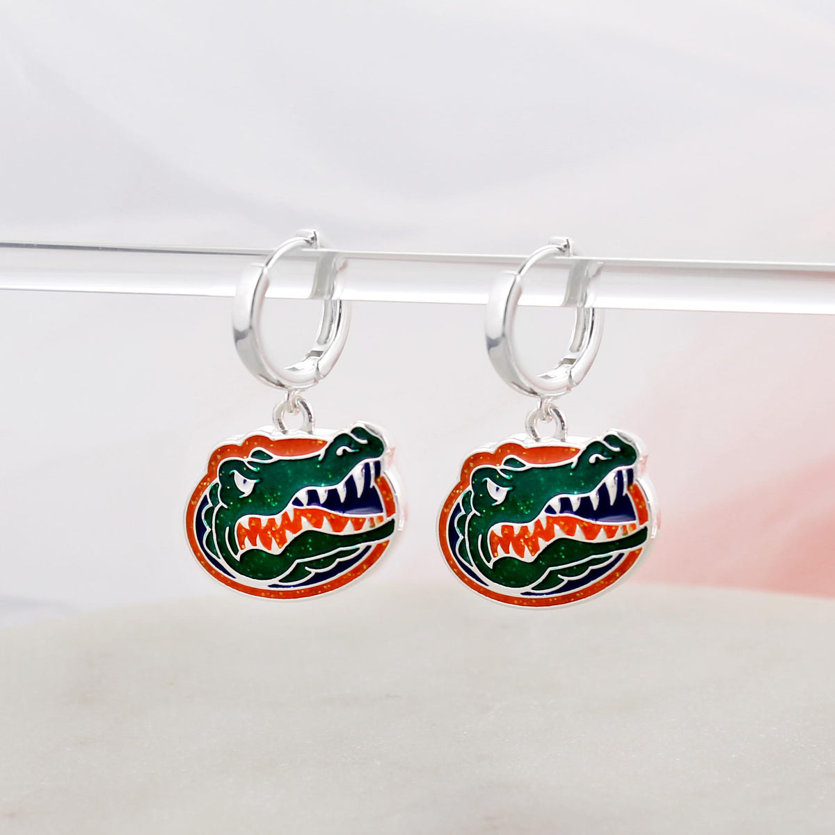 Florida Glitter Enamel Logo Huggie Hoop Earrings