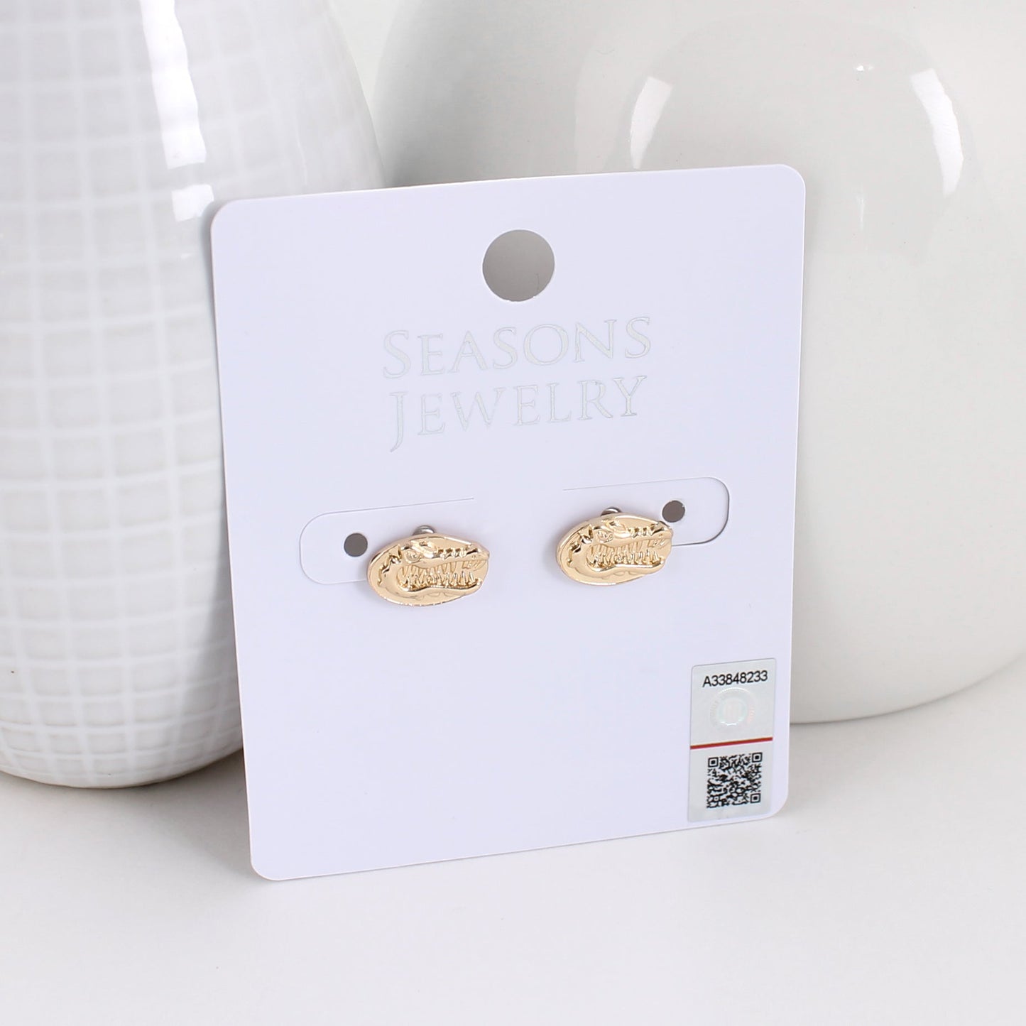 Florida Shiny Gold Logo Stud Earrings