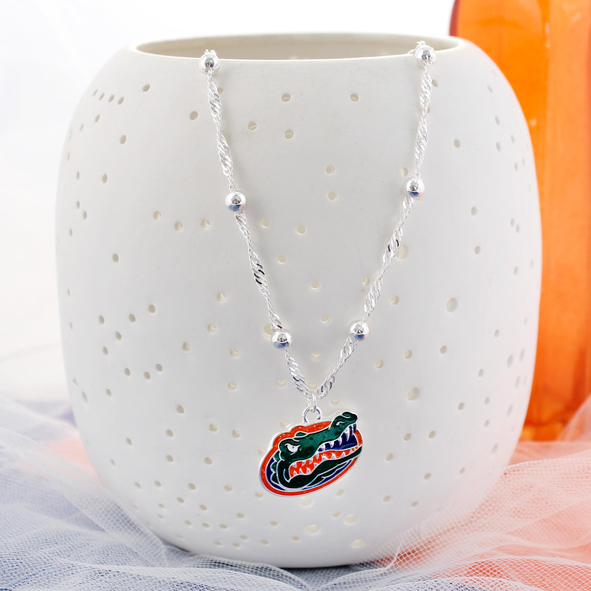Florida Glitter Enamel Logo Necklace