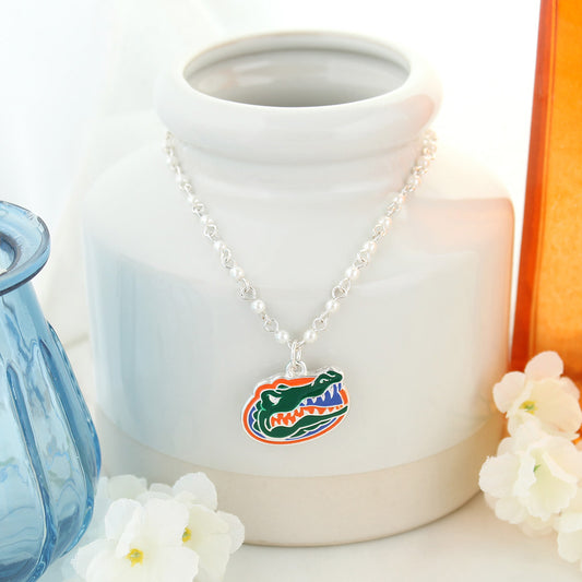 Florida Enamel Logo & Pearl Necklace