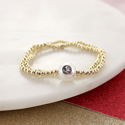 Florida State Gold & Pearl Logo Stretch Bracelet Set