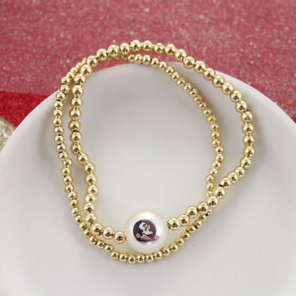 Florida State Gold & Pearl Logo Stretch Bracelet Set