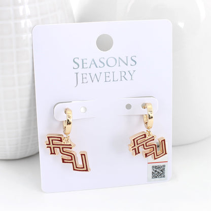 Florida State Huggie Hoop Earrings w/ Enamel Logo