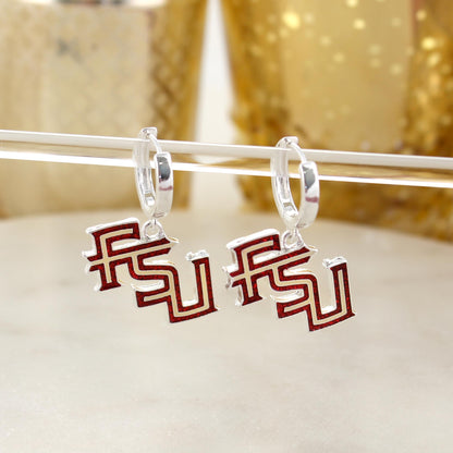 FSU Glitter Enamel Logo Huggie Hoop Earrings