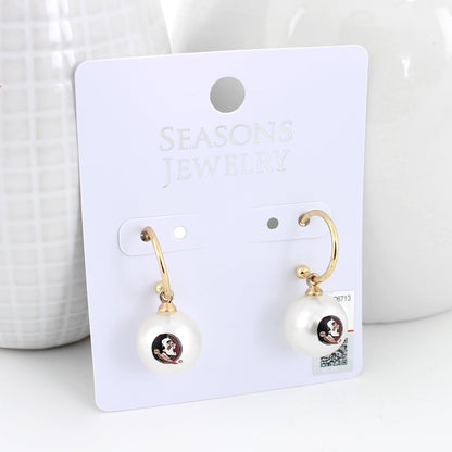 Florida State Pearl Logo Hoop Earrings