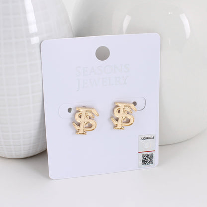 Florida State Shiny Gold Logo Stud Earrings