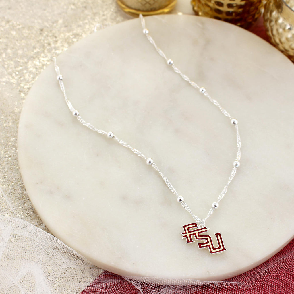 FSU Glitter Enamel Logo Necklace