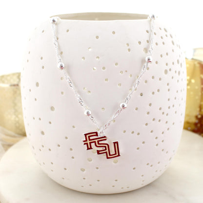 FSU Glitter Enamel Logo Necklace
