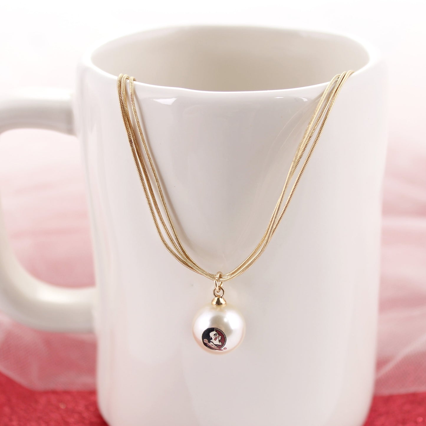 18” Florida State Gold & Pearl Logo 3-Strand Necklace