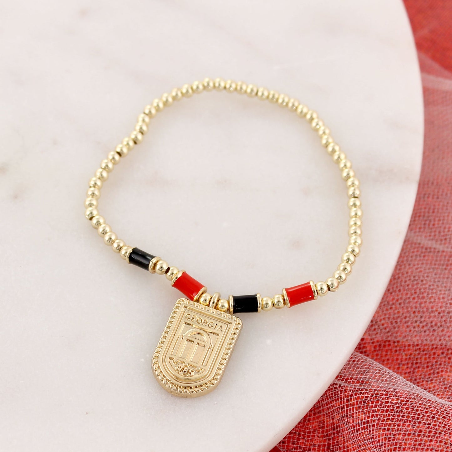 Georgia Gold & Tube Bead Stretch Bracelet