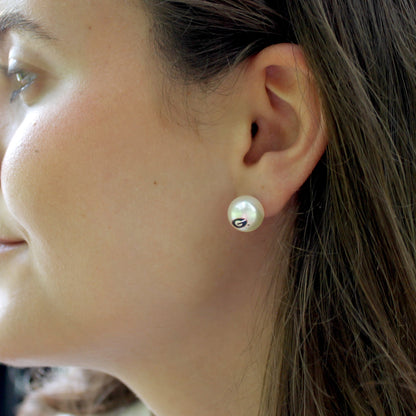 Nebraska Logo Pearl Stud Earrings