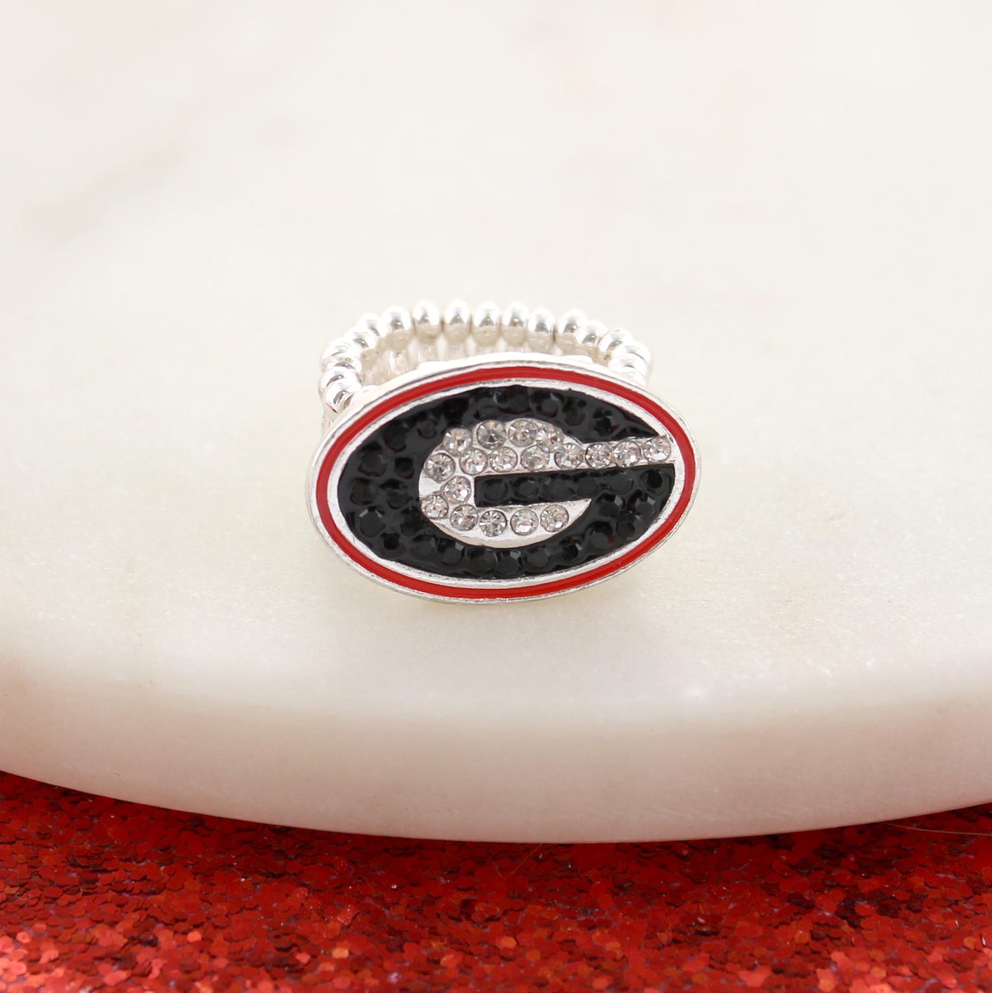 Georgia Crystal Logo Stretch Ring