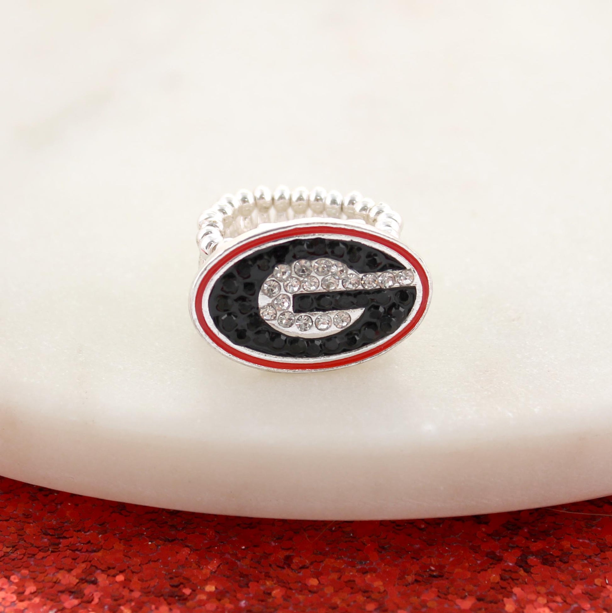 Georgia Crystal Logo Stretch Ring