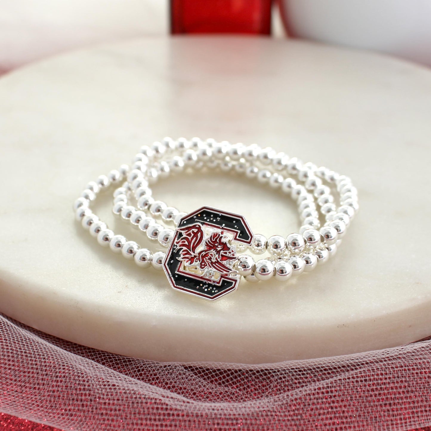 South Carolina Glitter Enamel Stretch Bracelet Set