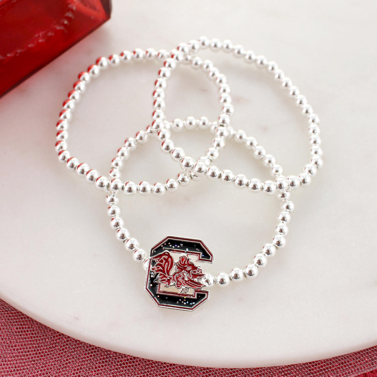 South Carolina Glitter Enamel Stretch Bracelet Set
