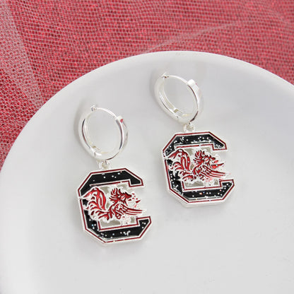 South Carolina Glitter Enamel Logo Huggie Hoop Earrings