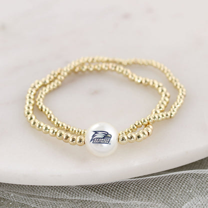 Georgia Southern Gold & Pearl Logo Stretch Bracelet Set