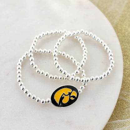 Iowa Glitter Enamel Logo Stretch Bracelet Set