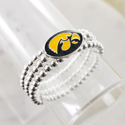 Iowa Glitter Enamel Logo Stretch Bracelet Set
