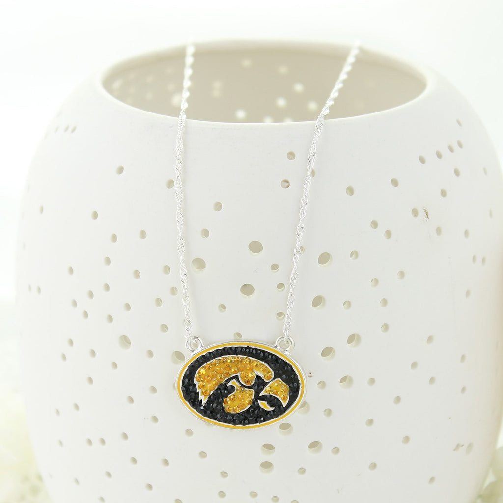 Iowa Crystal Logo 17 inch Necklace