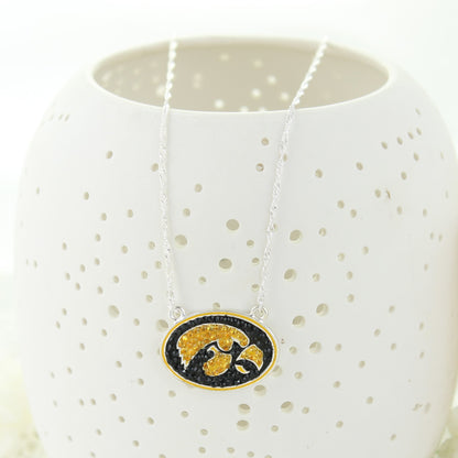 Iowa Crystal Logo 17 inch Necklace