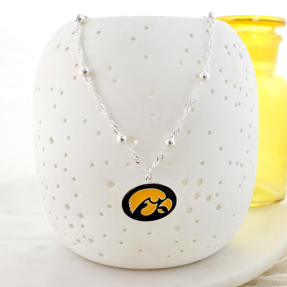 Iowa Glitter Enamel Logo Necklace